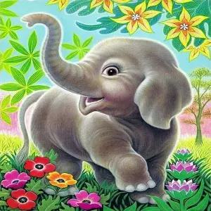 TBZ 정원 속 아기 코끼리 보석십자수 이젤세트 20x20