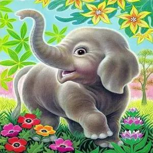 TBZ 정원 속 아기 코끼리 보석십자수 이젤세트 20x20