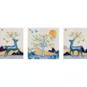 TBZ 청록 사슴 (3종) (캔버스) 보석십자수 30x40 40x40 사슴보석십자수