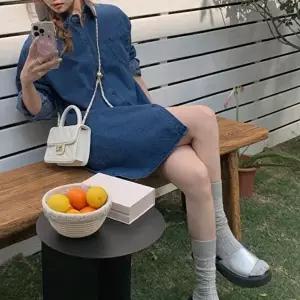 여자 데님 셔츠원피스 여유핏 진청 연청 포켓청원피스 (HSJ-WDEDF03)