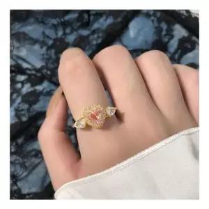 포인트 반지 키치 조절 프리 큐빅 원석 구리 소품