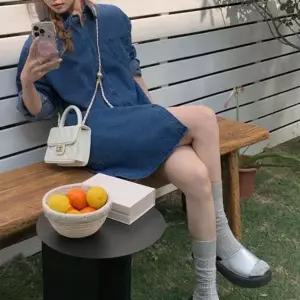 여자 데님 셔츠원피스 여유핏 진청 연청 포켓청원피스 (HSJ-WDEDF03)