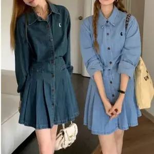 여자 잘록 허리밴딩 카라 데님원피스 진청 연청 A라인 (HSJ-WDEDF04)