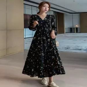 롱원피스 쉬폰 플라워 큐티 페미닌무드 롱치마 간절기 (HSJ-WFHTN4A)