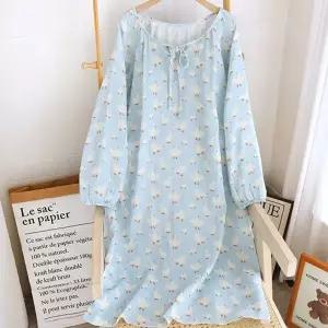 빅사이즈 오리 루즈핏 긴팔 롱 홈웨어 원피스 잠옷 (HSJ-WFKDPLQ)