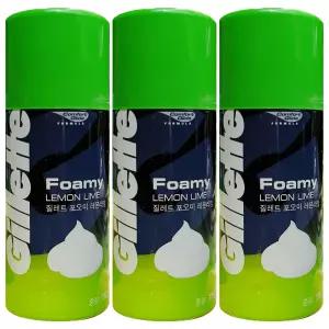 질레트 면도크림 쉐이빙폼 포오미 레몬라임 175g 3개