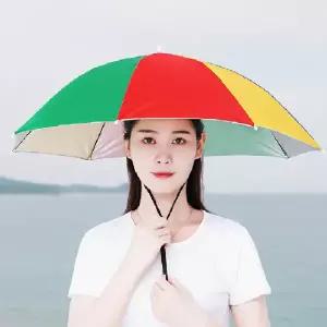 ( )자외선 차단 낚시 모자형 우산 64cm 레인햇 밴드형 머리 양산