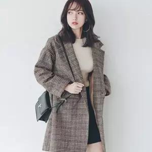 루즈핏 캐주얼정장 모직 여자겨울의류 체크 자켓 (HSJ-WFGUYMM)