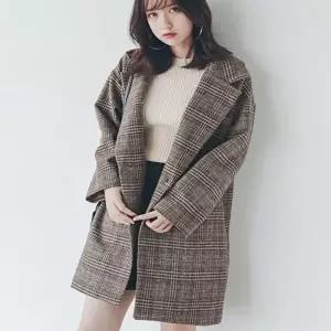 여자겨울의류 모직 체크 루즈핏 캐주얼정장 자켓 (HSJ-WFGY7EL)