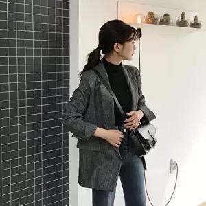 소매 체크 자켓 여자가을의류 캐주얼정장 롤업 가을 (HSJ-WFGY7EK)