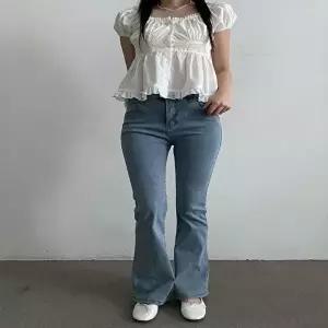 여성 세미부츠컷 연청바지 데님팬츠 여름 롱 청바지 (HSJ-WF3752B)