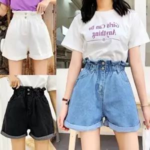 롤업 하이웨스트 청반바지 허리밴딩 (HSJ-WFFPQAS)