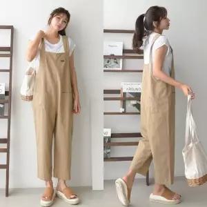 여성 봄 여름 9컬러 77까지 국산 린넨 면 나시 배기 멜빵바지 점프수트 JS0020S 빅사이즈 루즈핏
