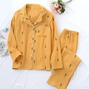 순면 당근 커플 잠옷 긴팔 세트 (HSJ-W96873A)