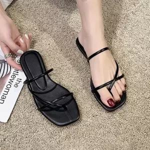 2컬러 여성 시크 라인 크로스 슬리퍼 SL-300