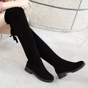 니하이 백 리본 여성 스웨이드 롱부츠 LK-R96T