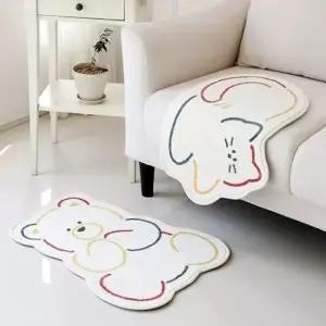 곰냥이 화이트 발매트 캐릭터 발매트 미끄럼방지 현관 욕실 침대방