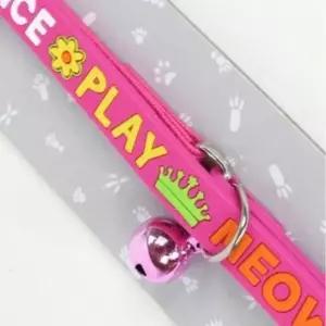 [반려] 방울 고양이 신축성 목걸이 핑크 길이 더비 1P 고무