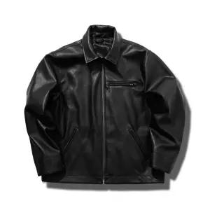 양가죽 복고풍 가죽 자켓 PU 재킷 남성용 두꺼운 방풍 코트형 롱 재킷