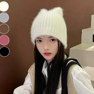 골지 꽈배기 니트 비니 귀여운 고양이 귀 비니 따뜻한 겨울