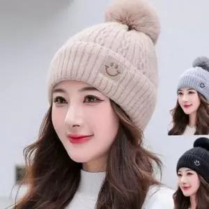 두꺼운 여성 니트 모자 따뜻한 여자 겨울 모자 방한 비니캡