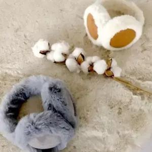 부드러운 겨울 귀마개 퓨어 토끼 털 귀마개 따뜻한 접이식 남성