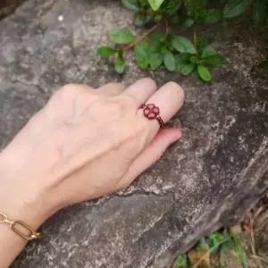 주얼리 가넷 원석 네잎클로버 소원반지