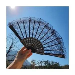 ( )휴대용 레이스 접이식 여름 동호회 댄스 선풍기 레이스부채 촬영