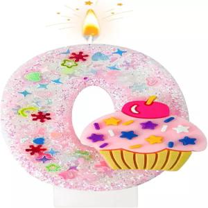 존스리 생일 양초 소녀 파티용 스크림 번호 및 기념일용 핑크 케이크 장식 0개