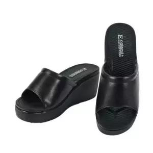 키높이 와이드 밴드 통굽 웨지 슬리퍼 굽6cm