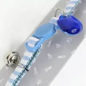 [반려] 1P 목걸이 고양이 블루 스트라이프 네임택 하트 길이