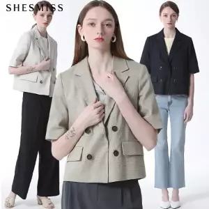 [쉬즈미스(SHESMISS)] 더블 버튼 반팔 숏 자켓