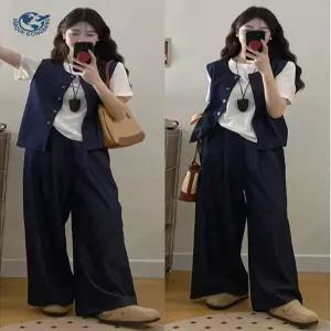 빅사이즈 세트 여름 상의 반바지 스커트 루즈핏 조끼 여성