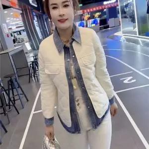 데님 칼라넥 자켓 다운 게스 블루종 청자켓 크롭