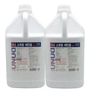 다나제약 조은(다나) 소독용에탄올(83%) 4L X2개/소독용 에탄올 알콜 대용량
