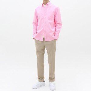 [더셔츠스튜디오] 핑크 루즈핏 면혼방 옥스포드 버튼다운 셔츠 (TSS603)