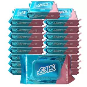 스카트 잘닦이는 살균 소독 티슈 60매 X 18팩 세정 물티슈