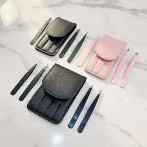 이몰즈 가죽파우치 쪽집게 세트 전문가용 수염 족집게 제모핀셋