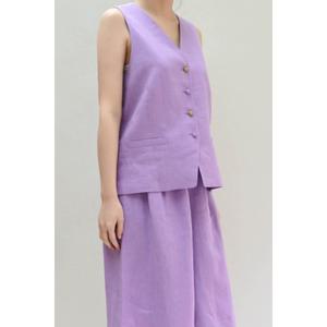 [비꼴리끄]린넨 자수 브이넥 조끼 B232WV1010