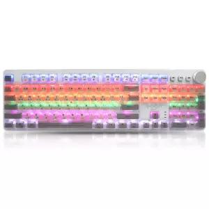 지클릭커 GK-901X 슈퍼히어로 화이트 투명 크림 크리스탈 LED 게이밍 USB 적축 기계식 키보드