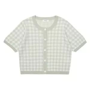 [에꼴리에] 세이브존07 체크 반팔 니트 가디건 여름용 반소매 23B5088 (S15591862)