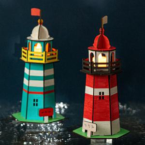 [문구티쳐] 민화샵 MDF 조명 등대 만들기 diy 우드아트 초등만들기  LED등포함   KC인증