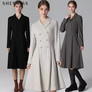 [쉬즈미스][쉬즈미스(SHESMISS)] 울 블렌디드 더블 버튼 플레어 원피스 (택가격