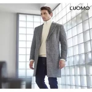 [워모]워모 남성 울 캐시미어 블렌딩 패디드 체스터코트 체크