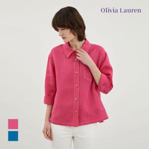 [올리비아로렌] 배색스티치 린넨셔츠_VOBNL4M3151