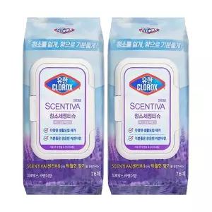 유한락스 세정살균티슈 센티바 프로방스 라벤더향 76매 x2