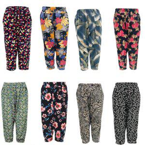 12종 여성 7부 쿨링 아이스 고무줄 냉장고바지 여름 꽃무늬 쿨팬츠