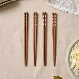 [모던하우스] L 잔꽃이 새겨진 젓가락 4인세트