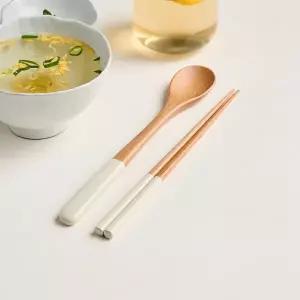 [모던하우스] 내추럴우드 컬러 수저세트 크림