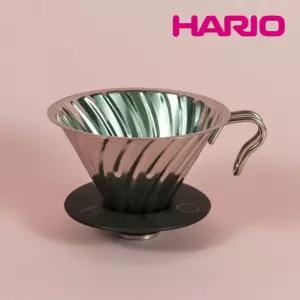 일본 하리오 V60 핸드드립 커피 드리퍼 메탈 실버 1-4인용 VDMR-02HSV